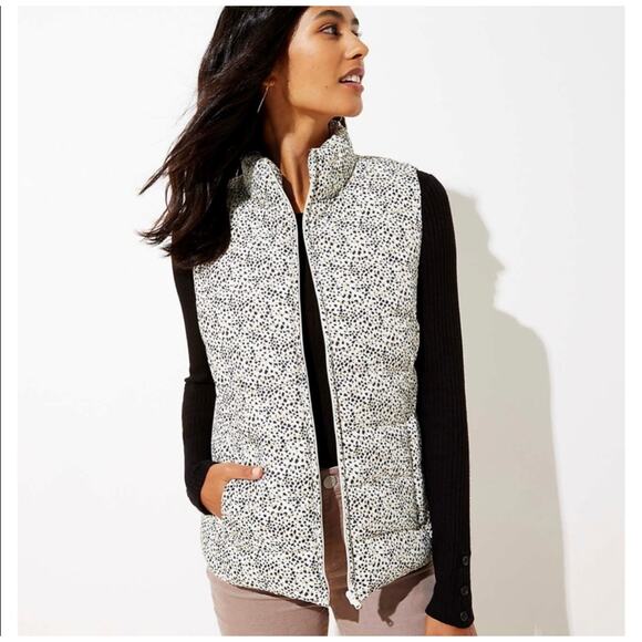 LOFT WOMEN VEST ANIMAL PRINT MULTICOLOR FULL ZIP WITH ZIP POCKETS small - Picture 1 of 10